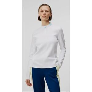 J. Lindeberg Faye Mid Layer Long Sleeve Golf Top, White, Size Large